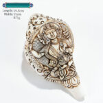Buddha Stones Tibetan Handmade Engraved Shankha Buddha Avalokitesvara Conch Shell Wealth Decoration Decorations BS Manjushri 15.9*11cm