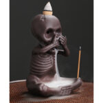 Buddha Stones Little Skull Ghost Purple Clay Backflow Smoke Fountain Peace Incense Burner Decoration Incense Burner BS 9