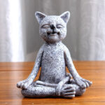 Buddha Stones Meditating Zen Dog Cat Frog Decoration Decorations BS Meditation Cat 9CMX5.8CMX10.3CM(197g)