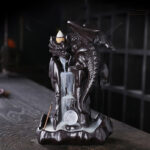Buddha Stones Nordic Dragon Ceramic Backflow Smoke Fountain Meditation Healing Incense Burner Led Ball Decoration Incense Burner BS 3