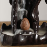Buddha Stones Nordic Dragon Ceramic Backflow Smoke Fountain Meditation Healing Incense Burner Led Ball Decoration Incense Burner BS 20