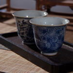 Buddha Stones Jingdezhen Blue and White Porcelain Hand Painted Lotus Plum Blossom Ceramic Teacup Kung Fu Tea Cups Cup BS 11