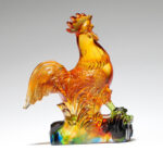 Buddha Stones Handmade Liuli Crystal Rooster Art Piece Home Decoration Decorations BS 3