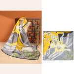 Buddha Stones Pastoral Scene Hot Air Balloon Spring Blossom 100% Mulberry Silk Neck Hair Scarf Silk Shawl BS Yellow Hot Air Balloon