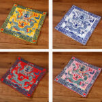 Buddha Stones Crane Phoenix Dragon Kirin Embroidered Cup Mat Pad Tea Cup Coaster Square Kung Fu Tea Mat Tea Mat BS 39