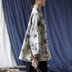 Buddha Stones Black Gray Print Frog-button Design Long Sleeve Cotton Linen Jacket Shirt With Pockets Women's Shirts BS 3