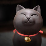 Buddha Stones Mini Lovely Cat Tea Pet Purple Clay Figurine Desk Decoration Decorations BS 7