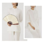 Buddha Stones 2Pcs Buttons Three Quarter Sleeve Shirt Top Pants Meditation Zen Tai Chi Cotton Linen Clothing Women's Set Women's Meditation Cloth BS 3