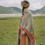 Buddha Stones Tibetan Shawl Diamond Pattern Winter Warm Cloak Scarf Tibetan Shawl BS 7