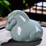 Buddha Stones Chinese Zodiac Wealth Ceramic Tea Pet Home Figurine Decoration Decorations BS Horse 7.5cm*5cm*6cm