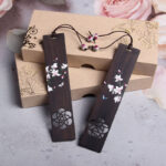 Buddha Stones Butterfly Flower Ebony Wood Bookmarks With Gift Box Bookmarks BS 9