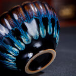 Buddha Stones Lotus Goldfish Auspicious Dragon Phoenix Ceramic Teacup Silver Inlaid Tea Cups 130ml Cup BS 22
