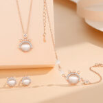 Buddha Stones 925 Sterling Silver Year of the Dragon Cat's Eye Cute Dragon Copper Coin Protection Bracelet Necklace Pendant Earrings (Extra 30% Off | USE CODE: FS30) Bracelet Necklaces & Pendants BS Set (Bracelet+Necklace+Earrings) Rose Gold
