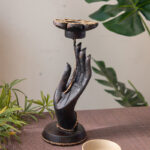 Buddha Stones Hand Pattern Wood Candlestick Home Candle Holder Decoration Candle Holder BS 2