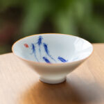Buddha Stones Mandala Flower Koi Fish Lotus Bird Persimmons Teacup Kung Fu Tea Cup 50ml Cup BS Fish 8.3cm*3.3cm*50ml