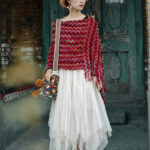 Buddha Stones Tibetan Colorful Striped Shawl Tassels Pullover Winter Cozy Travel Scarf Wrap Tibetan Shawl BS Red 85*75cm