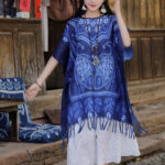 Buddha Stones Blue Tie Dye Koi Fish Shawl Tassels Soft Travel Pullover 90*95cm 4