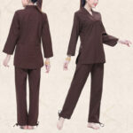 Buddha Stones Zen Practice Yoga Meditation Prayer V-neck Design Uniform Cotton Linen Clothing Women's Set Clothes BS 12