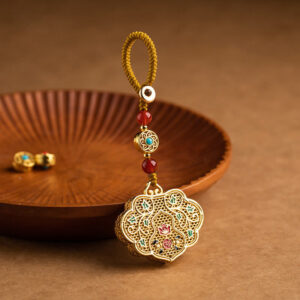 Buddha Stones Lock of Good Wishes Fu Character Luck Blessing Key Chain Key Chain BS Lock of Good Wishes