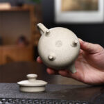 Buddha Stones Yixing Semi-handmade Beige Purple Clay Kung Fu Teapot 200ml Teapot BS 4