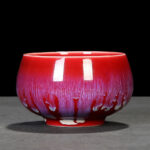 Buddha Stones Chinese Jianzhan Glaze Kiln Change Ceramic Teacup Tenmoku Kung Fu Tea Cup Jian Zhan Tea Cup BS Red 8.5cm*5.2cm*160ml