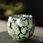 Buddha Stones Simple Multicolored Kiln Change Chinese Jianzhan Ceramic Teacup Kung Fu Tea Cup 110ml Jian Zhan Tea Cup BS Light Yellow 6.5cm*6cm*110ml