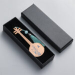 Buddha Stones Classical Musical Instruments Pipa Guzheng Guqin Ruan Metal Bookmarks Tassel With Gift Box Bookmarks BS Rose Gold Ruan-Gift Box