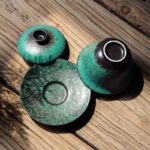 Buddha Stones Retro Green Glaze Ceramic Gaiwan Sancai Teacup Kung Fu Tea Cup And Saucer With Lid Cup BS 2