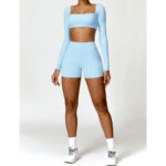 Buddha Stones Gym Sports Yoga Backless Bra Crop Tank Top Shorts 2-Piece Outfit BS 24