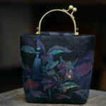 Buddha Stones Leaves Butterfly Metal Chain Crossbody Bag Shoulder Bag Handbag Handbags BS Dark Purple Leaves 19*23*10cm