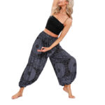 Buddha Stones Casual Loose Round Rose Pattern Harem Trousers Women's Yoga Pants Women's Harem Pants BS 13