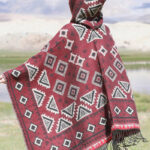 Buddha Stones Tibetan Shawl Triangle Pattern Hooded Cloak Winter Cozy Travel Scarf Wrap Tibetan Shawl BS 13