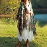Buddha Stones Tibetan Flowers Leaves Branch Design Tassel Shawl Cozy Travel Scarf Wrap Tibetan Shawl BS 24
