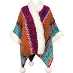 Buddha Stones Tibetan Multicolored Striped Shawl Winter Cozy Travel Scarf Wrap Tibetan Shawl BS 1