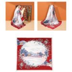 Buddha Stones Pastoral Scene Hot Air Balloon Spring Blossom 100% Mulberry Silk Neck Hair Scarf Silk Shawl BS 12