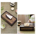 Buddha Stones Handmade Bamboo Woven Wood Tissue Box Wooden Tissue Holder Wipes Boxes Decoration Decorations BS 12
