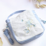 Buddha Stones Embroidered Butterfly Lotus Magnolia Cotton Linen Tote Crossbody Bag Shoulder Bag Handbag Crossbody Bag BS 9