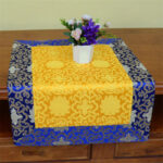 Buddha Stones Brocade Prayer Altar Flower Vajra Dragon Pattern Auspicious Symbols Table Runner Prayer Altar BS 11