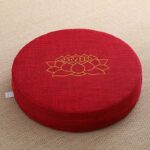Buddha Stones Lotus Embroidery Cotton Linen Meditation Seat Cushion Decorations BS Soft 40cm*10cm FireBrick