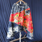 Buddha Stones Blue Red Peony Flowers Patchwork Cotton Linen Harem Pants With Pockets Women's Harem Pants BS 7