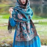 Buddha Stones Tibetan Flower Floral Leaves Pattern Design Shawl Cozy Travel Scarf Wrap Tibetan Shawl BS 1