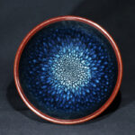 Buddha Stones Handmade Blue Francolinus Spot Chinese Jianzhan Ceramic Teacup Kung Fu Tea Cup Bowl Jian Zhan Tea Cup BS 9-10cm*5-6cm*110ml