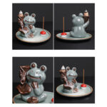 Buddha Stones Meditation Frog Ceramic Lotus Healing Incense Burner Incense Burner BS 10