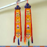Buddha Stones Lotus Flower Eight Auspicious Symbols Meditation Enlightenment Colorful Tassels Wall Art Wall Art BS 10