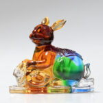 Buddha Stones Year of the Dragon Handmade 12 Chinese Zodiac Liuli Crystal Art Piece Protection Home Office Decoration Decorations BS Rabbit About 8.5*5.5*8cm