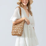 Buddha Stones Hand-woven Wooden Beads Shoulder Bag Handbag Shoulder Bag BS 11