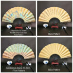 Buddha Stones Great Wall Mountains Trees Crane Bamboo Handheld Silk Bamboo Folding Fan 33.5cm Folding Fan BS 22