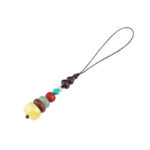 Buddha Stones Green Sandalwood Ebony Wood Gourd Seven Layer Pagoda Positive Phone Hanging Decoration Phone Hanging Decoration BS 15