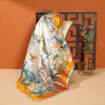 Buddha Stones Pastoral Scene Hot Air Balloon Spring Blossom 100% Mulberry Silk Neck Hair Scarf Silk Shawl BS Flowers Birds