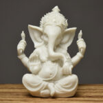 Buddha Stones Ganesh Ganpati Elephant Statue Wealth Blessing Home Decoration Decorations BS White